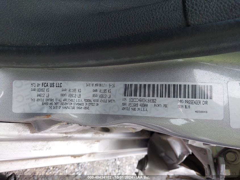 1C3CCCAB0GN180362 2016 Chrysler 200 Limited Platinum