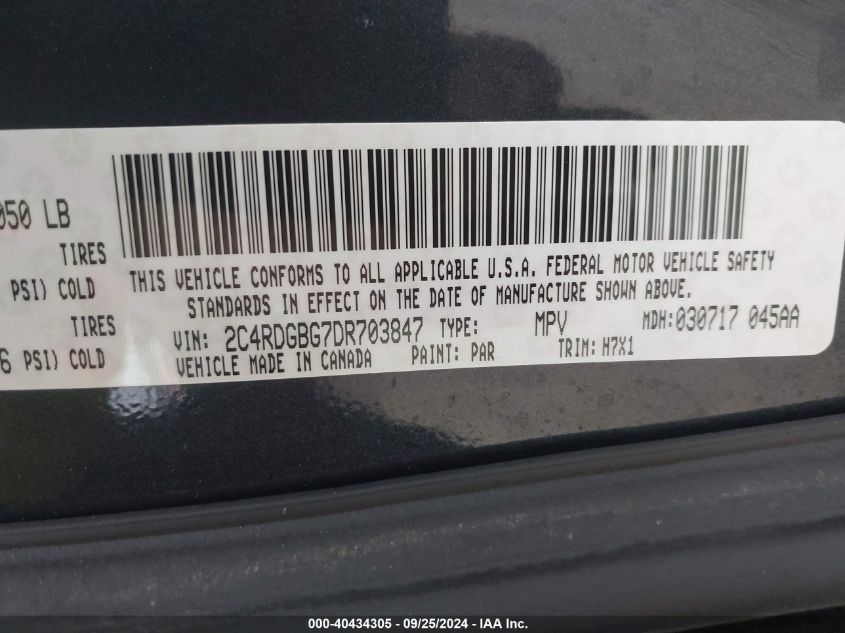 2C4RDGBG7DR703847 2013 Dodge Grand Caravan Se