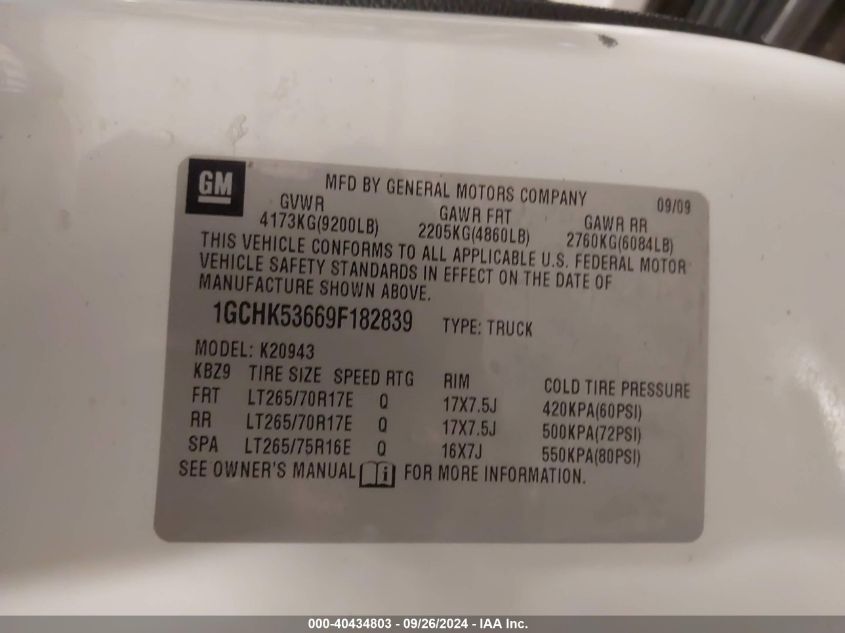 1GCHK53669F182839 2009 Chevrolet Silverado K2500 Heavy Duty Lt