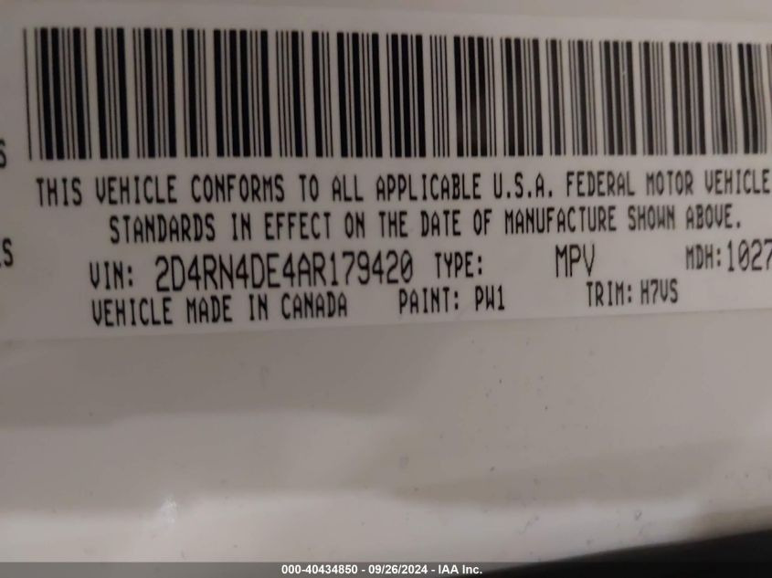 2D4RN4DE4AR179420 2010 Dodge Grand Caravan Se