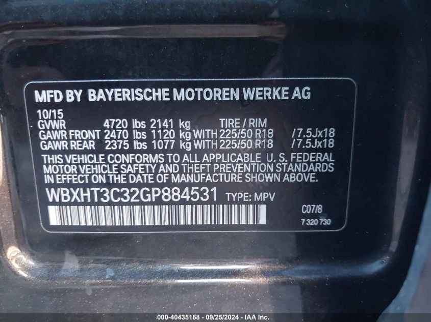 WBXHT3C32GP884531 2016 BMW X1 xDrive28I