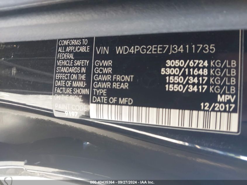 WD4PG2EE7J3411735 2018 Mercedes-Benz Metris