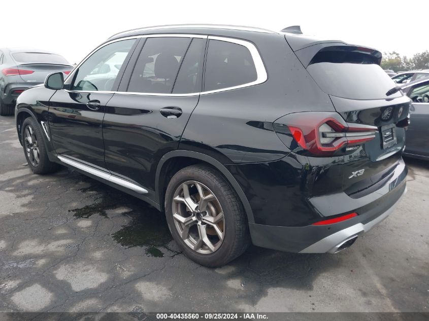 2022 BMW X3 SDRIVE30I - 5UX43DP04N9L29324