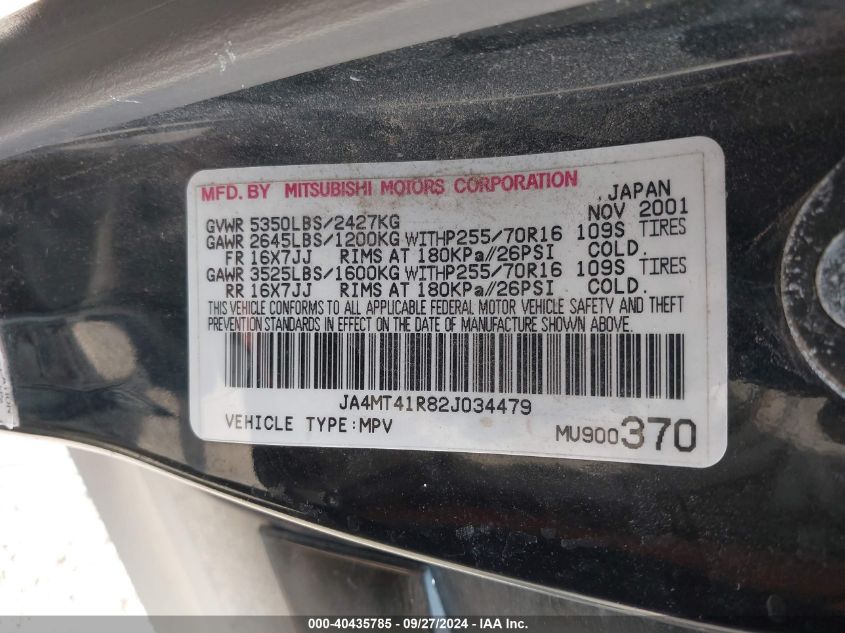 JA4MT41R82J034479 2002 Mitsubishi Montero Sport Ltd