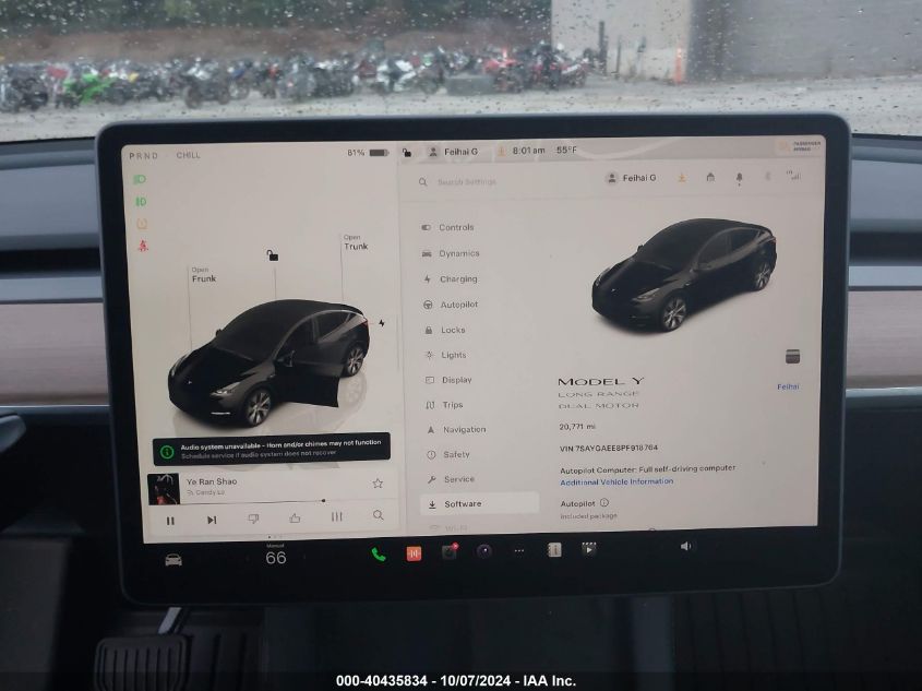 2023 Tesla Model Y Awd/Long Range Dual Motor All-Wheel Drive VIN: 7SAYGAEE8PF918764 Lot: 40435834
