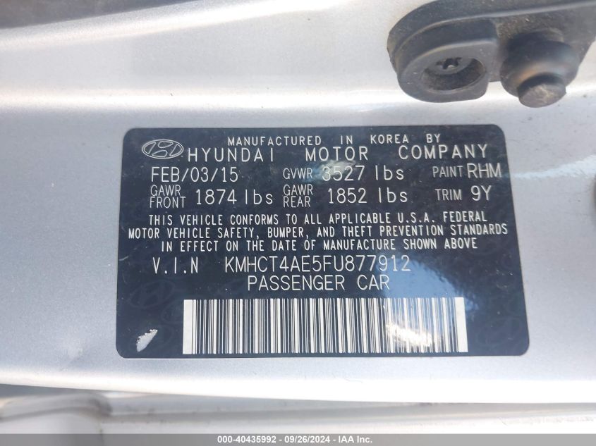 KMHCT4AE5FU877912 2015 Hyundai Accent Gls