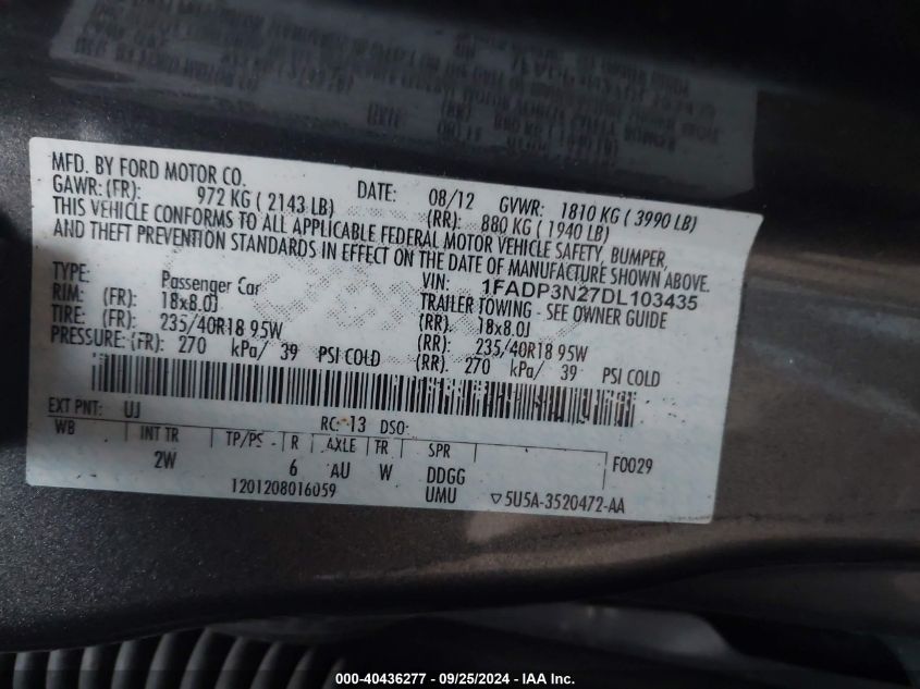 2013 FORD FOCUS TITANIUM - 1FADP3N27DL103435