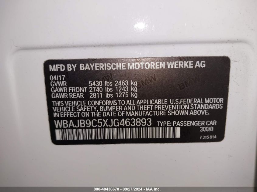 WBAJB9C5XJG463893 2018 BMW M550I xDrive