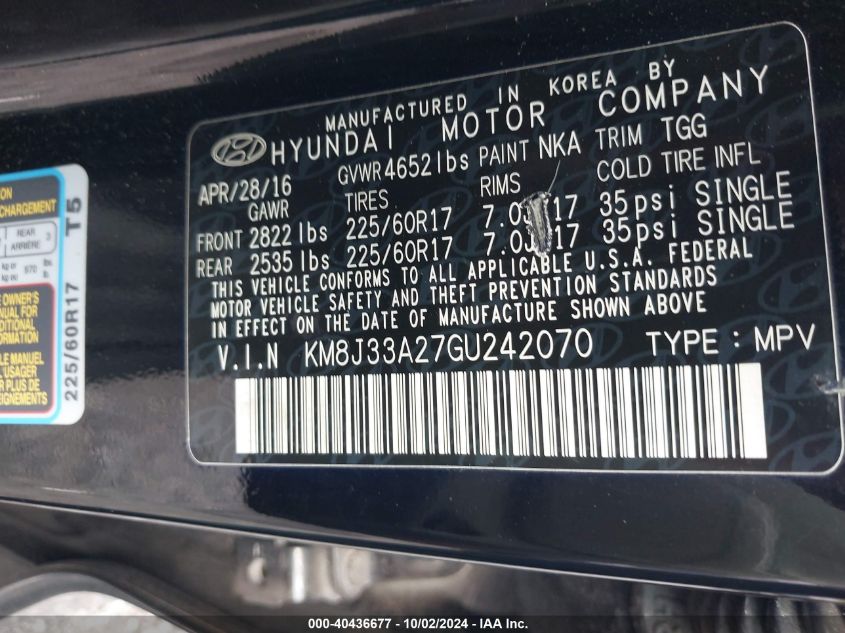 KM8J33A27GU242070 2016 Hyundai Tucson Eco