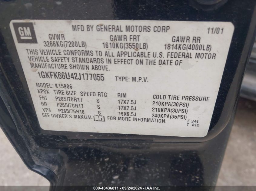 1GKFK66U42J177055 2002 GMC Yukon Xl 1500 Denali