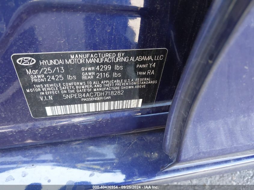 2013 HYUNDAI SONATA GLS - 5NPEB4AC7DH718282