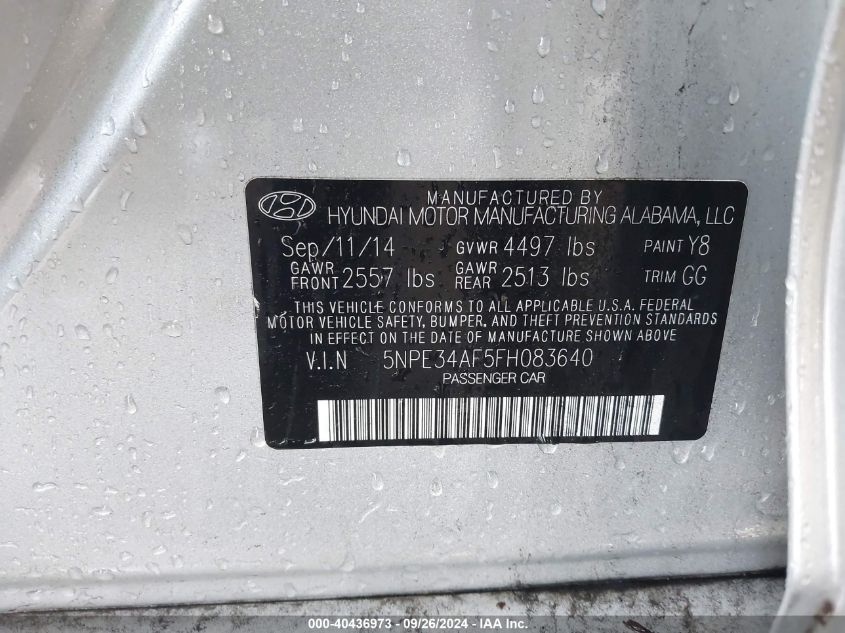 5NPE34AF5FH083640 2015 Hyundai Sonata Sport