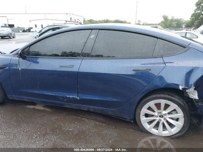 2022 Tesla Model 3 VIN: 5YJ3E1EA7NF186411 Lot: 40436986