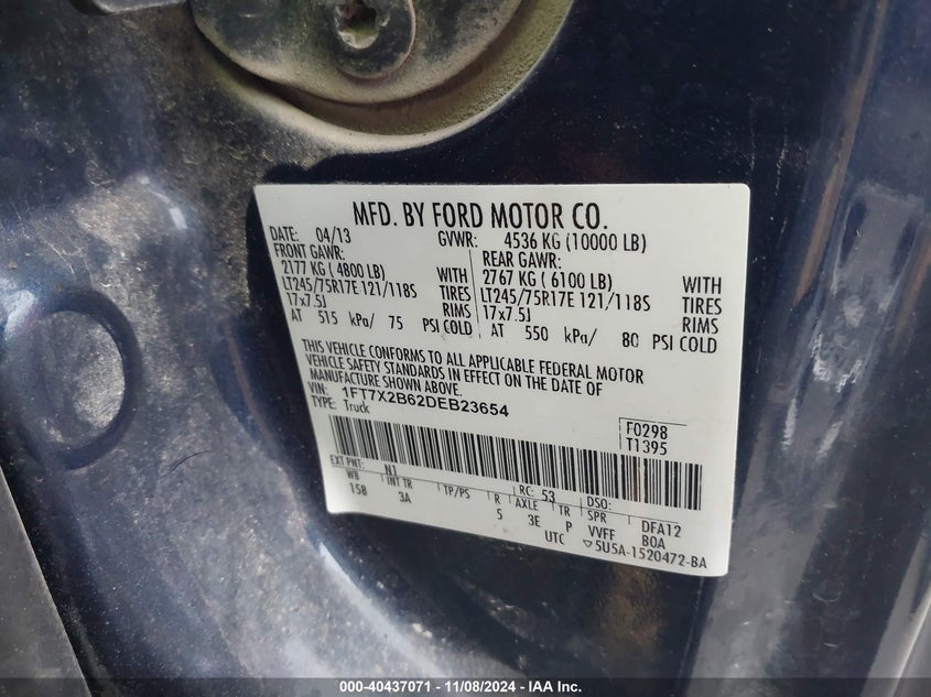 2013 FORD F-250 XLT - 1FT7X2B62DEB23654