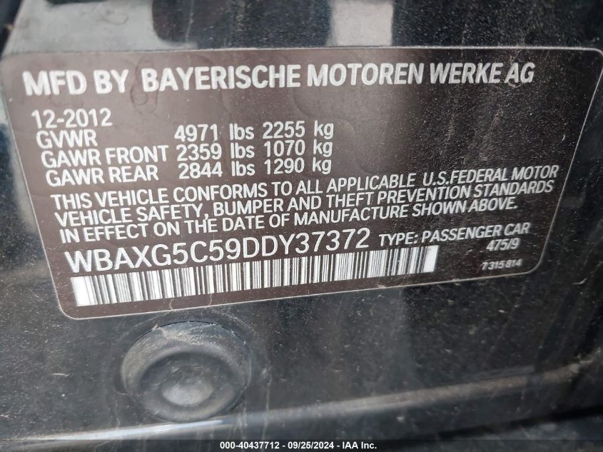 WBAXG5C59DDY37372 2013 BMW 528I