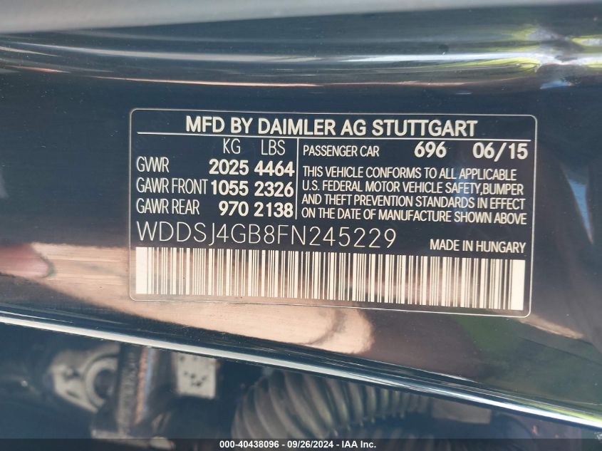 WDDSJ4GB8FN245229 2015 Mercedes-Benz Cla 250 4Matic