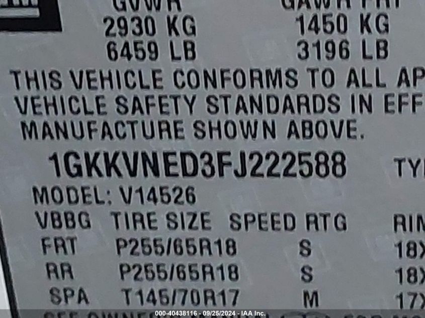 1GKKVNED3FJ222588 2015 GMC Acadia Sle-1