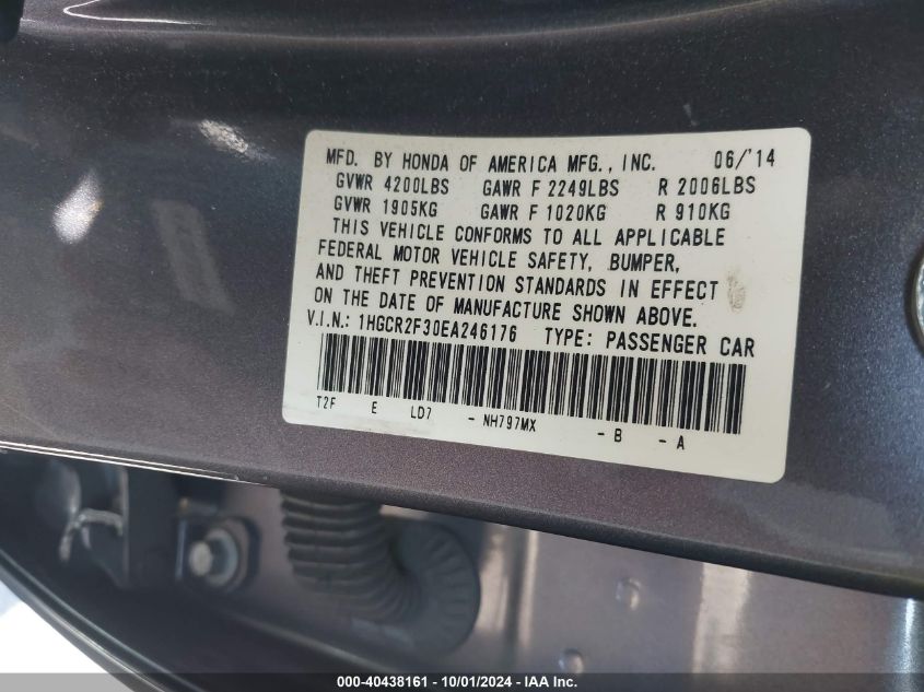 1HGCR2F30EA246176 2014 Honda Accord Lx