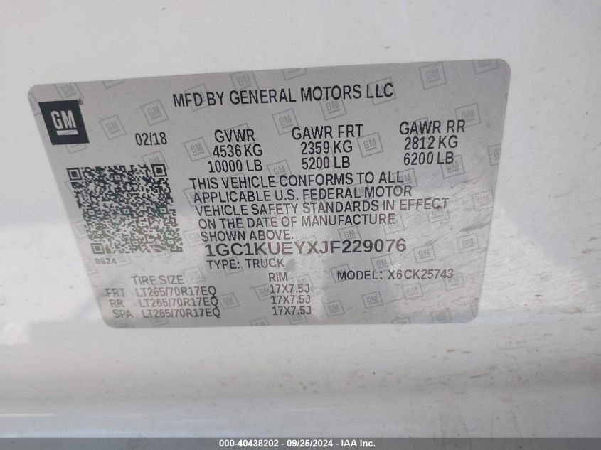 2018 CHEVROLET SILVERADO 2500HD WT - 1GC1KUEYXJF229076