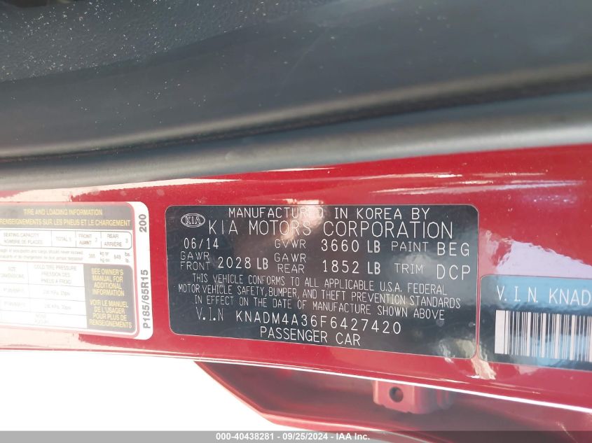 2015 KIA RIO LX - KNADM4A36F6427420