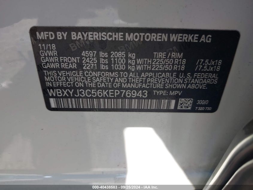 WBXYJ3C56KEP76943 2019 BMW X2 Sdrive28I