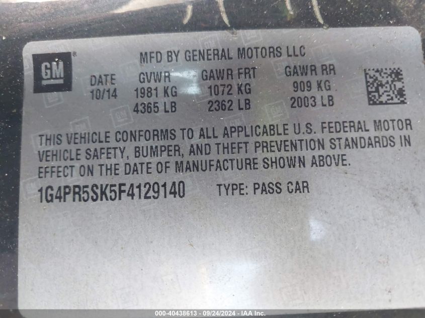 1G4PR5SK5F4129140 2015 Buick Verano Convenience Group