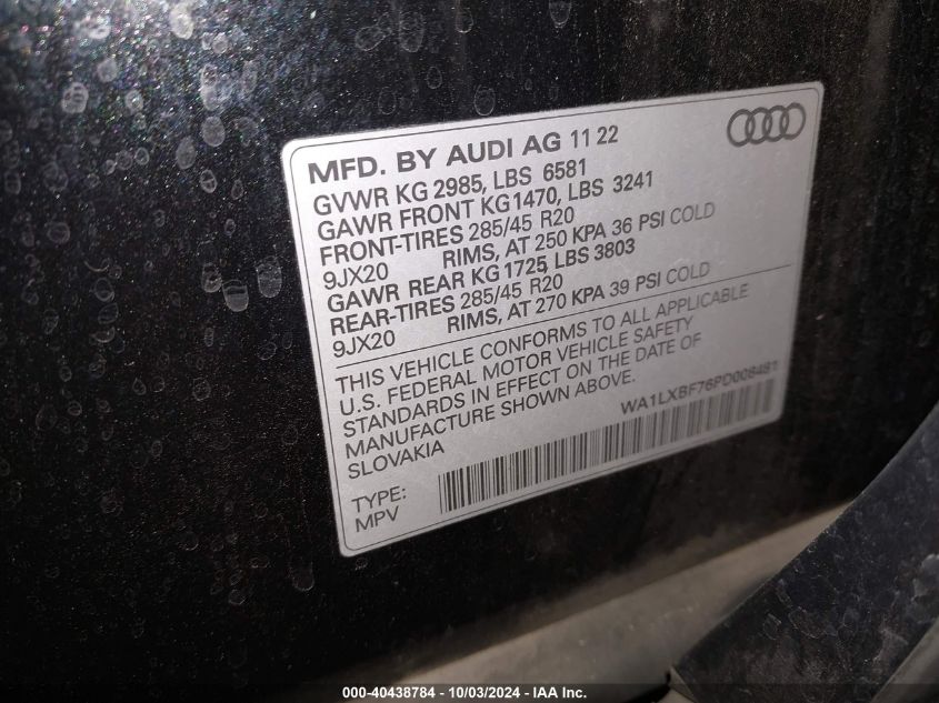 WA1LXBF76PD008481 2023 Audi Q7 Premium Plus 55 Tfsi Quattro Tiptronic