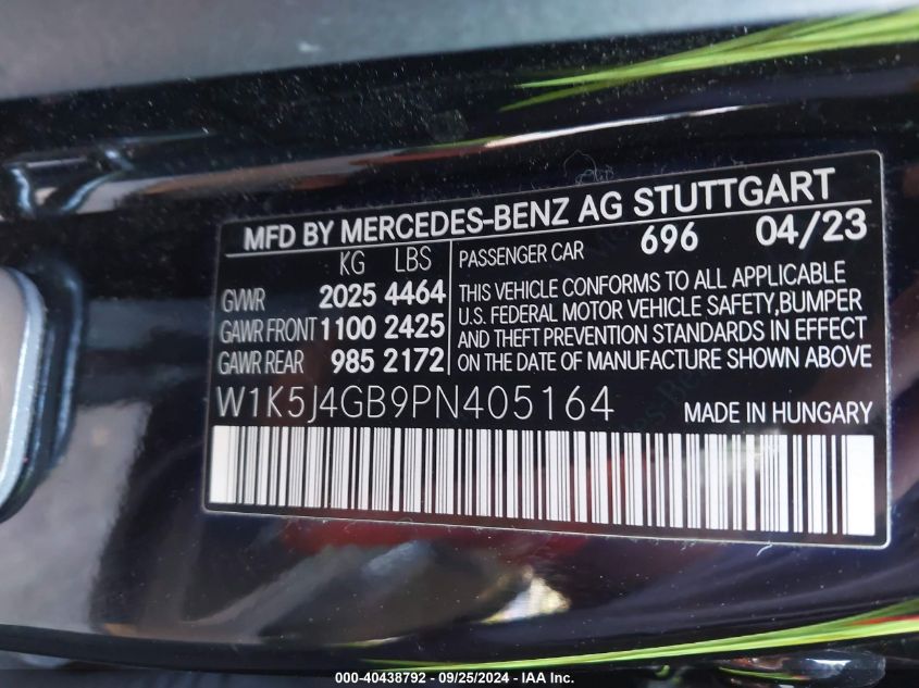 W1K5J4GB9PN405164 2023 Mercedes-Benz Cla 250 Coupe