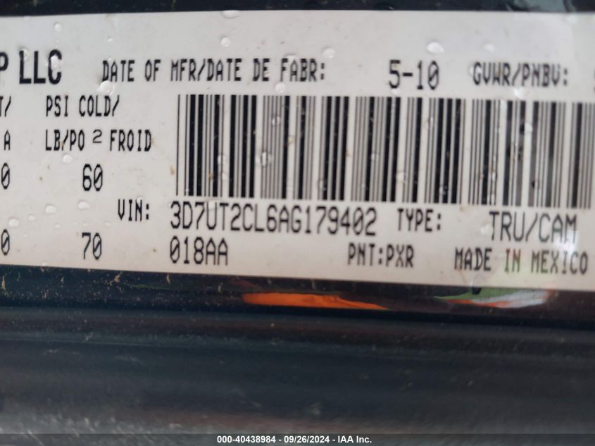 3D7UT2CL6AG179402 2010 Dodge Ram 2500