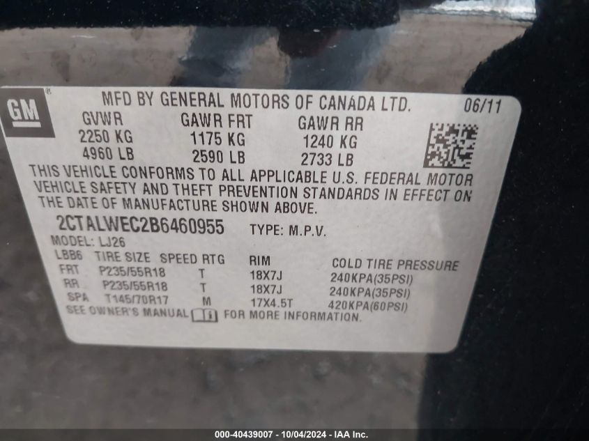 2CTALWEC2B6460955 2011 GMC Terrain Slt-2