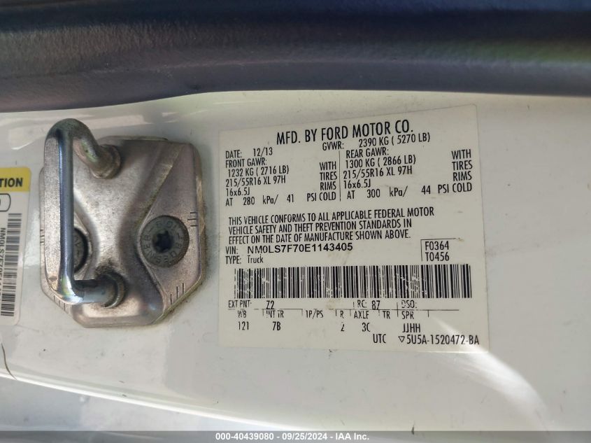 NM0LS7F70E1143405 2014 Ford Transit Connect Xlt