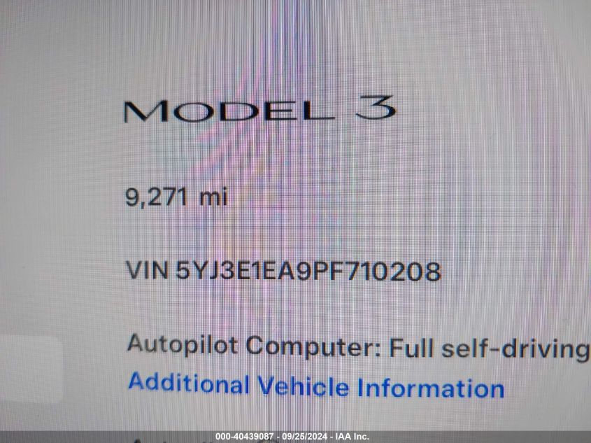 2023 Tesla Model 3 Rear-Wheel Drive VIN: 5YJ3E1EA9PF710208 Lot: 40439087