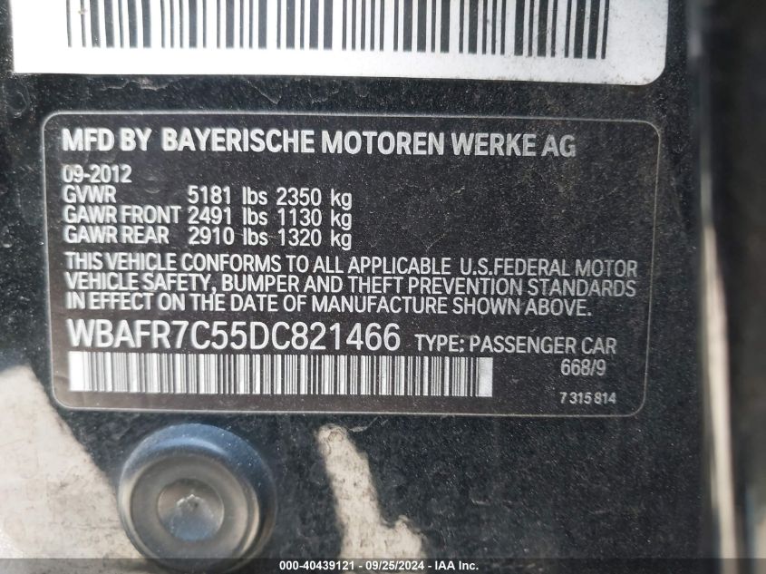 WBAFR7C55DC821466 2013 BMW 535I