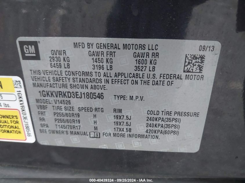 1GKKVRKD3EJ180546 2014 GMC Acadia Slt-1