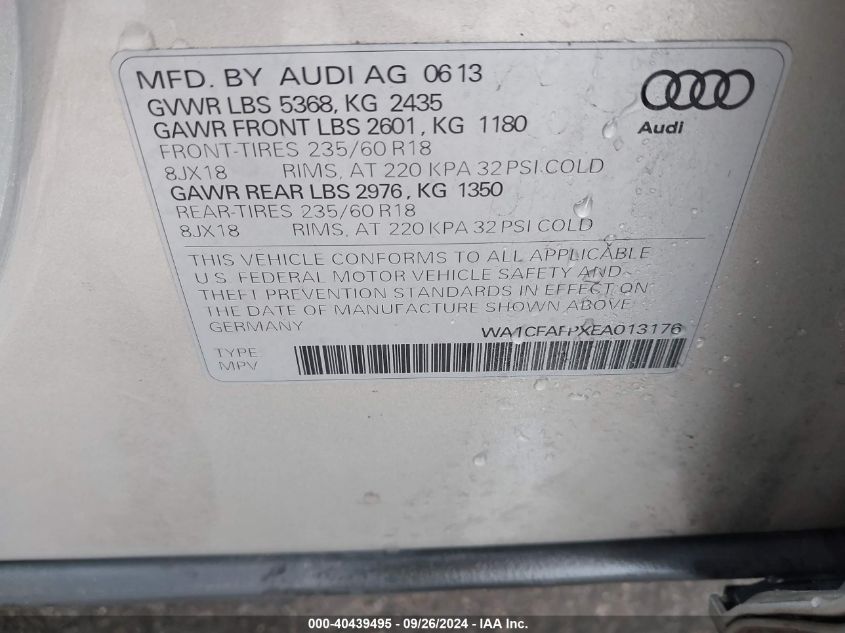 WA1CFAFPXEA013176 2014 Audi Q5 Premium