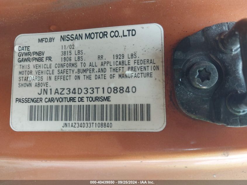 JN1AZ34D33T108840 2003 Nissan 350Z Performance