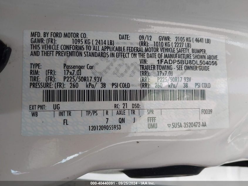 1FADP5BU8DL504056 2013 Ford C-Max Hybrid Sel