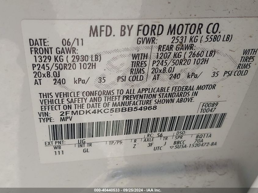 2FMDK4KC5BBB54968 2011 Ford Edge Limited