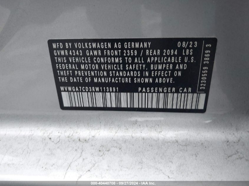 WVWGA7CD3RW113891 2024 Volkswagen Golf Gti 2.0T S