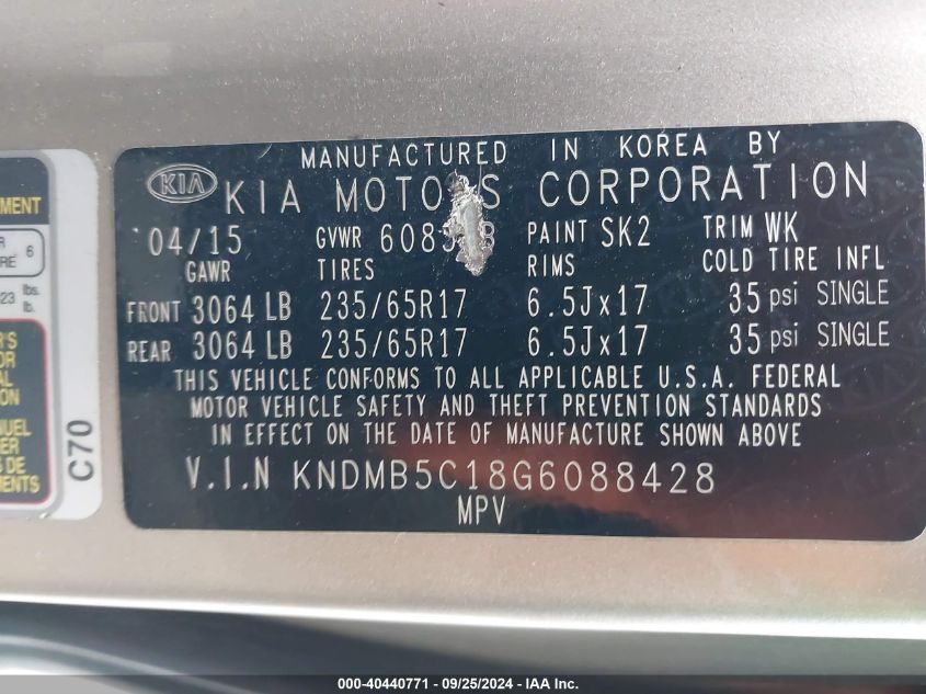 KNDMB5C18G6088428 2016 Kia Sedona Lx