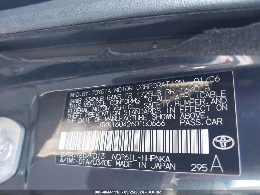 JTKKT604260150666 2006 Scion Xa