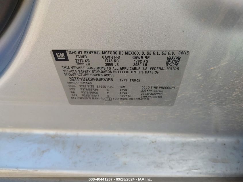 3GTP1UEC8FG363155 2015 GMC Sierra 1500 Sle