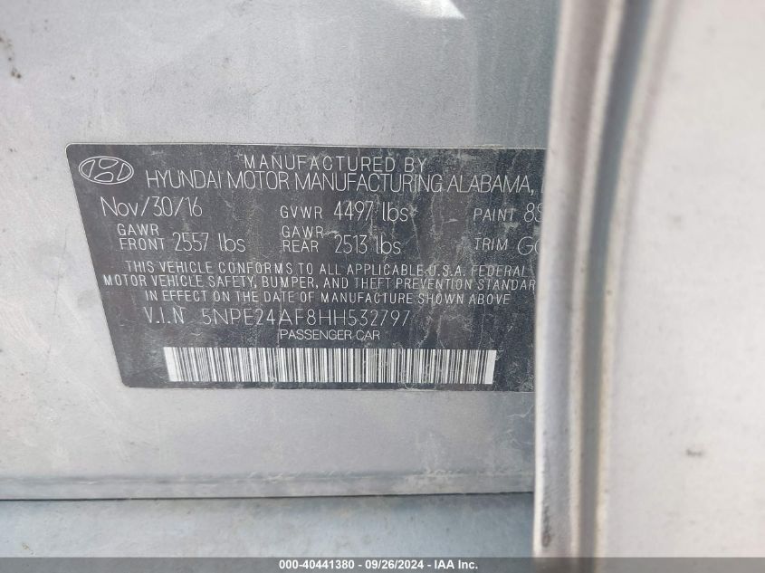 5NPE24AF8HH532797 2017 Hyundai Sonata