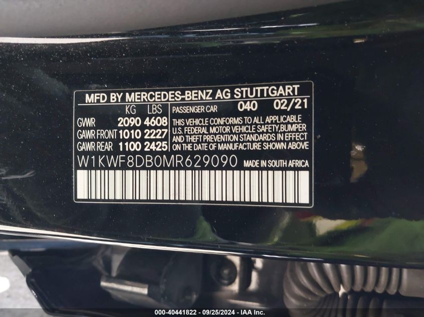 W1KWF8DB0MR629090 2021 Mercedes-Benz C 300 Sedan