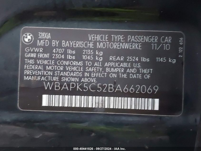 WBAPK5C52BA662069 2011 BMW 328I xDrive