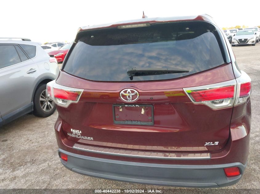 2016 Toyota Highlander Xle VIN: 5TDKKRFH5GS161343 Lot: 40442238