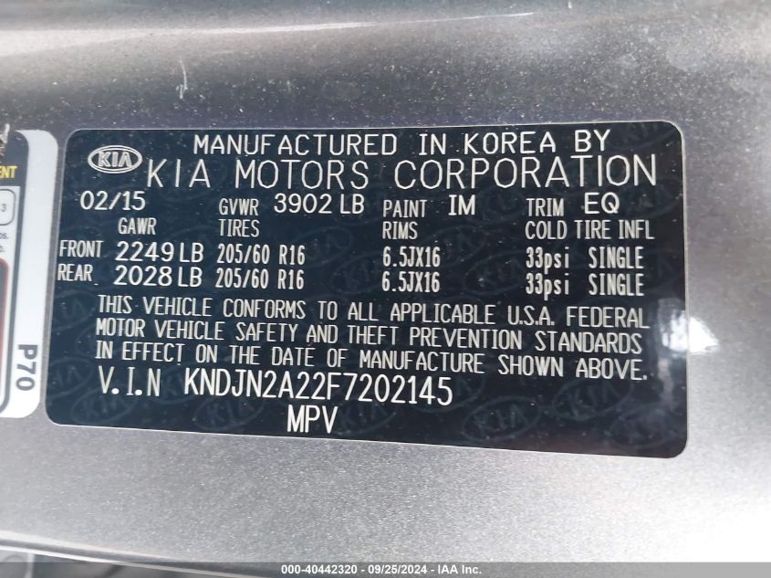 KNDJN2A22F7202145 2015 Kia Soul