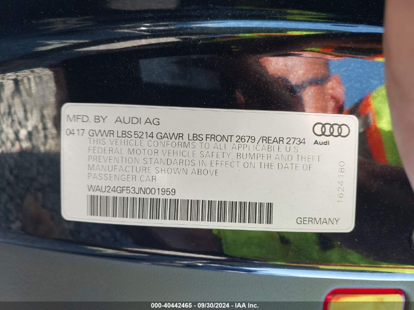 WAU24GF53JN001959 2018 Audi S5 3.0T Premium Plus