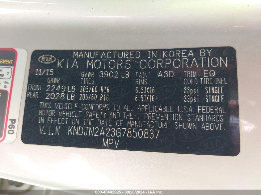 KNDJN2A23G7850837 2016 Kia Soul