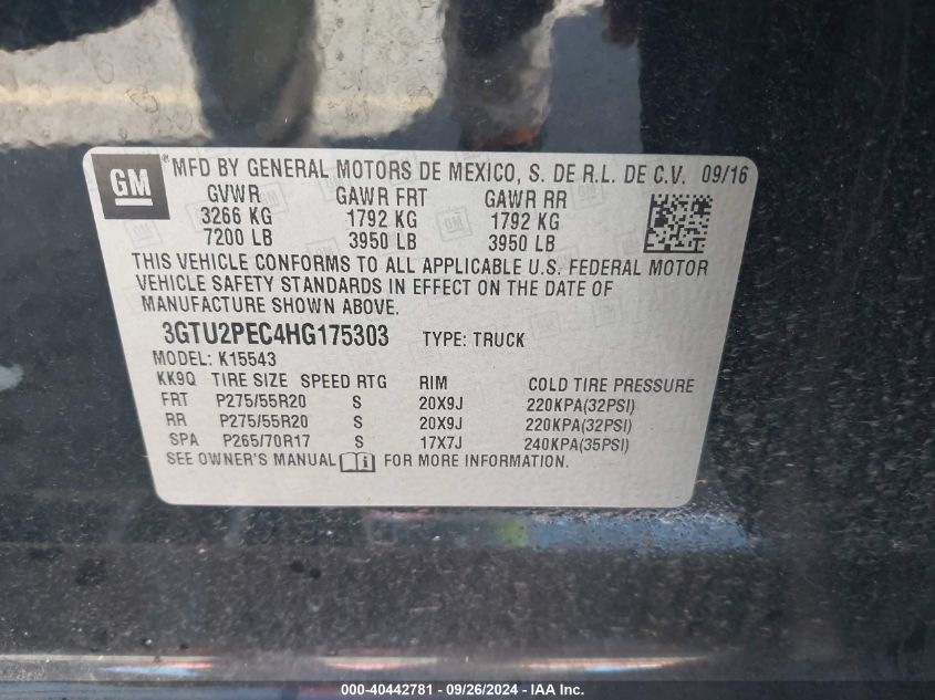 3GTU2PEC4HG175303 2017 GMC Sierra 1500 Denali